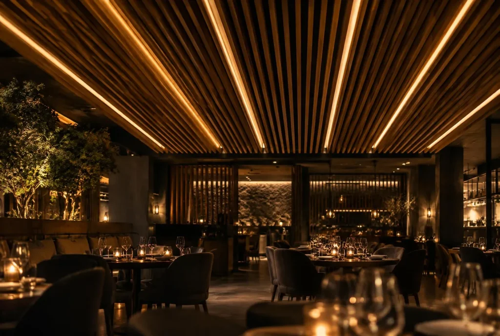 Hospitality project – Grille Ceiling Dining with Eysin Board grilles