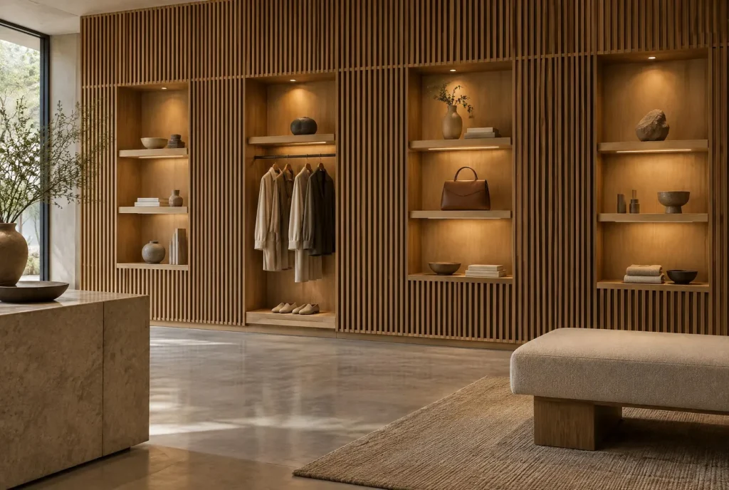 Retail project – Slatted Display Wall with Eysin Board grilles